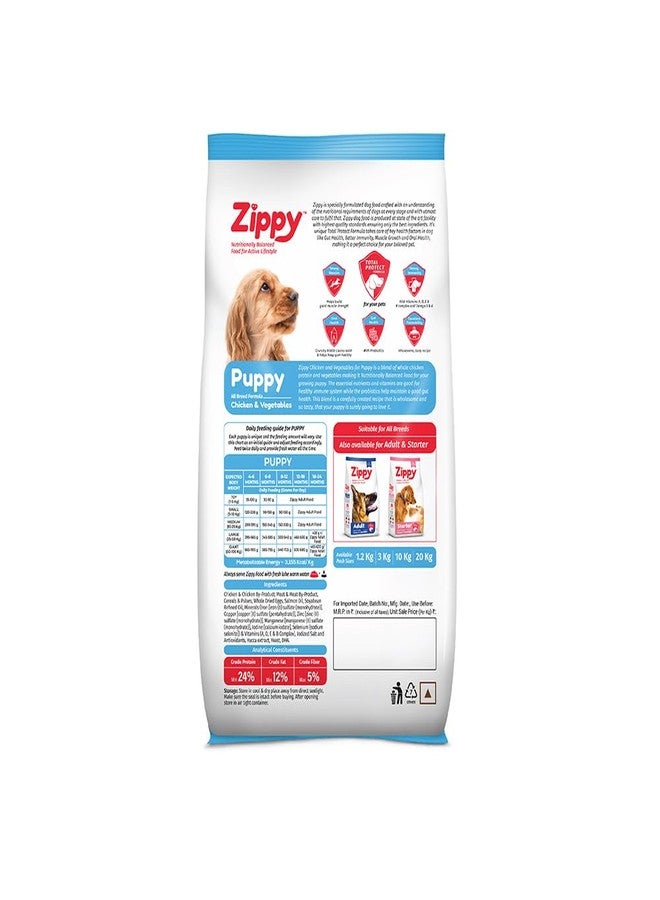 Zippy Puppy Dry Dog Food - 3 Kg, Real Chicken & Vegetables, Nutritionally Balanced Dog Food for All Breeds, with Vitamins, Minerals, Probiotics & Salmon Oil - Image 2